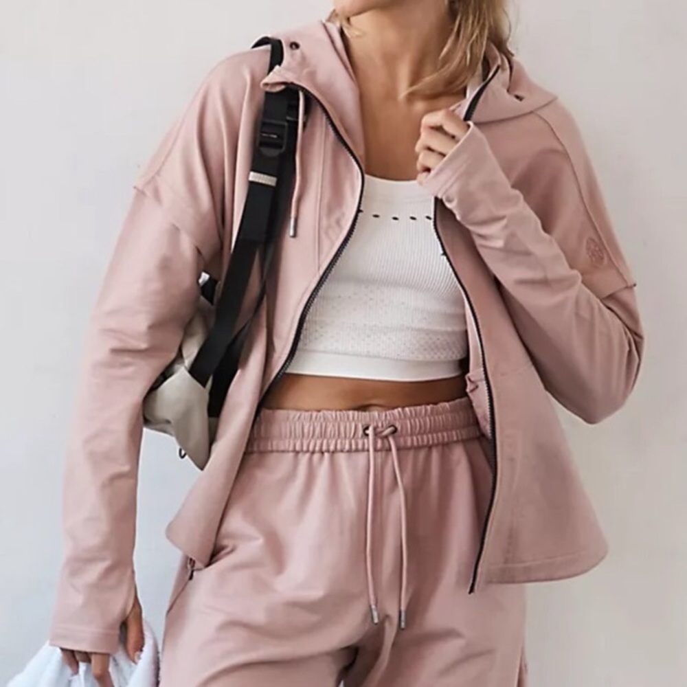 Free People! FP Movement Nothing But Sweats Zip Up Hoodie In Mauve Swoon NWT!